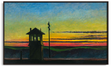 Reproduction Coucher de soleil sur la voie ferrée Hopper – peinture à l'huile