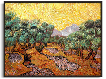 Reproduction Oliviers au ciel jaune et soleil Van Gogh – peinture à l'huile